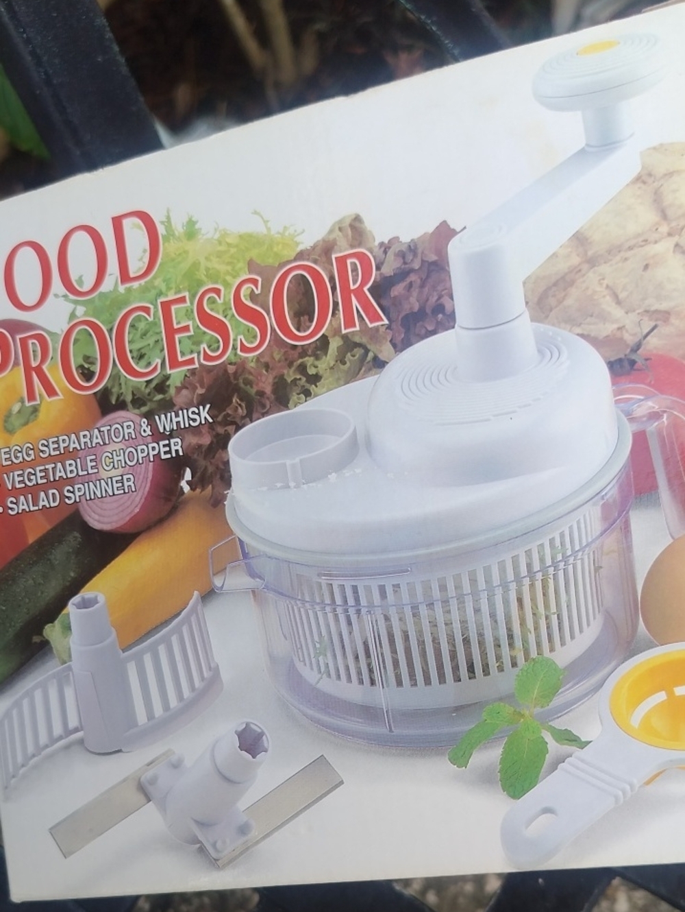 White Food Processor Salad Spinner & Vegetable Chopper Vintage